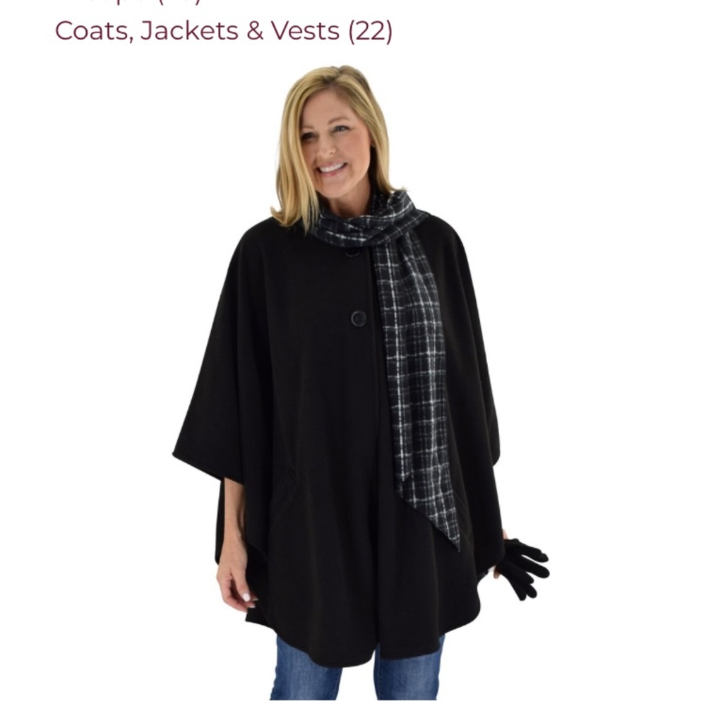 Poncho,Le Moda Women’s Wrap with Pleated Scarf,